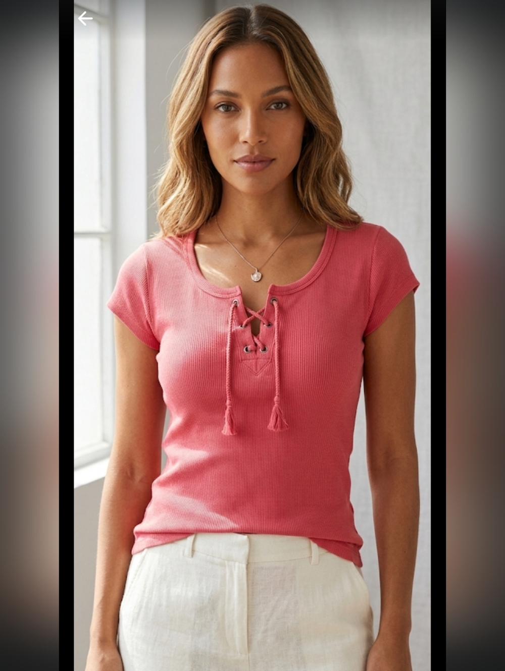 Lauren Ralph Lauren Babydoll Henley Shirt Top L Short Sleeve 90s Y2K Western